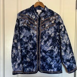 Alfred Dunner Quilted Tie Dye Embroidered Jacket Medium